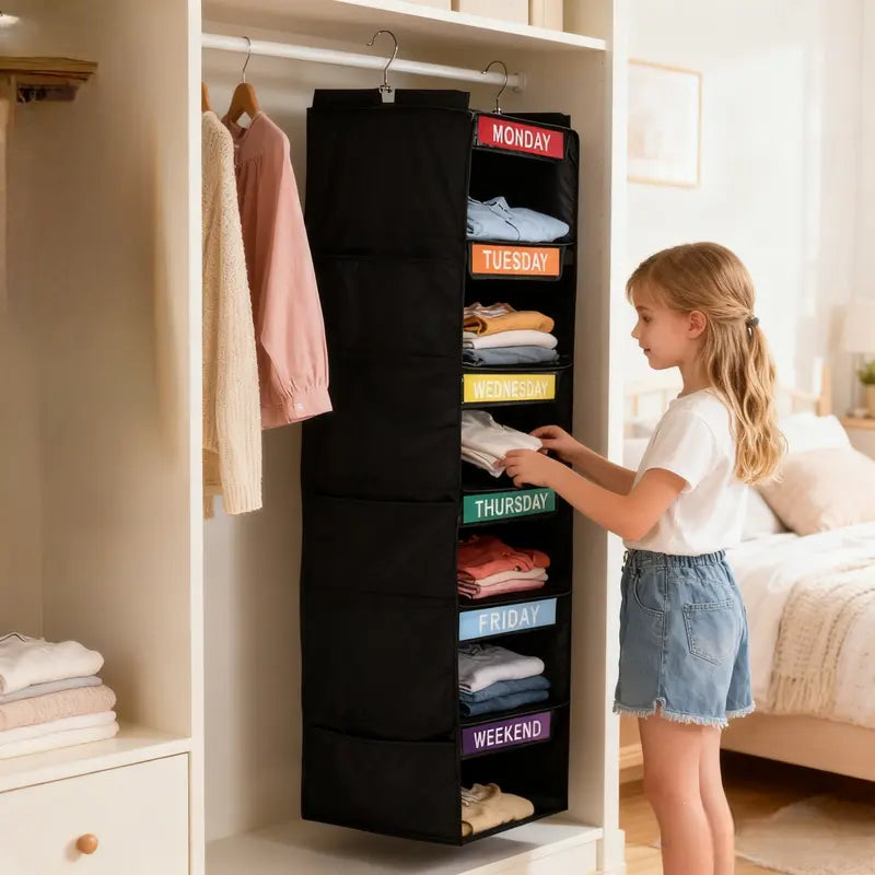 Hanging Clothes Storage Bag, Monday-to-Friday Closet Organizer