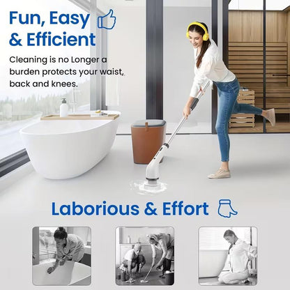 🧼 Electric Spin Scrubber Kit, Cordless Waterproof Power Cleaning Brush, Multi Replaceable Brush Heads for Bathroom, Tile, Floor, Bathtub