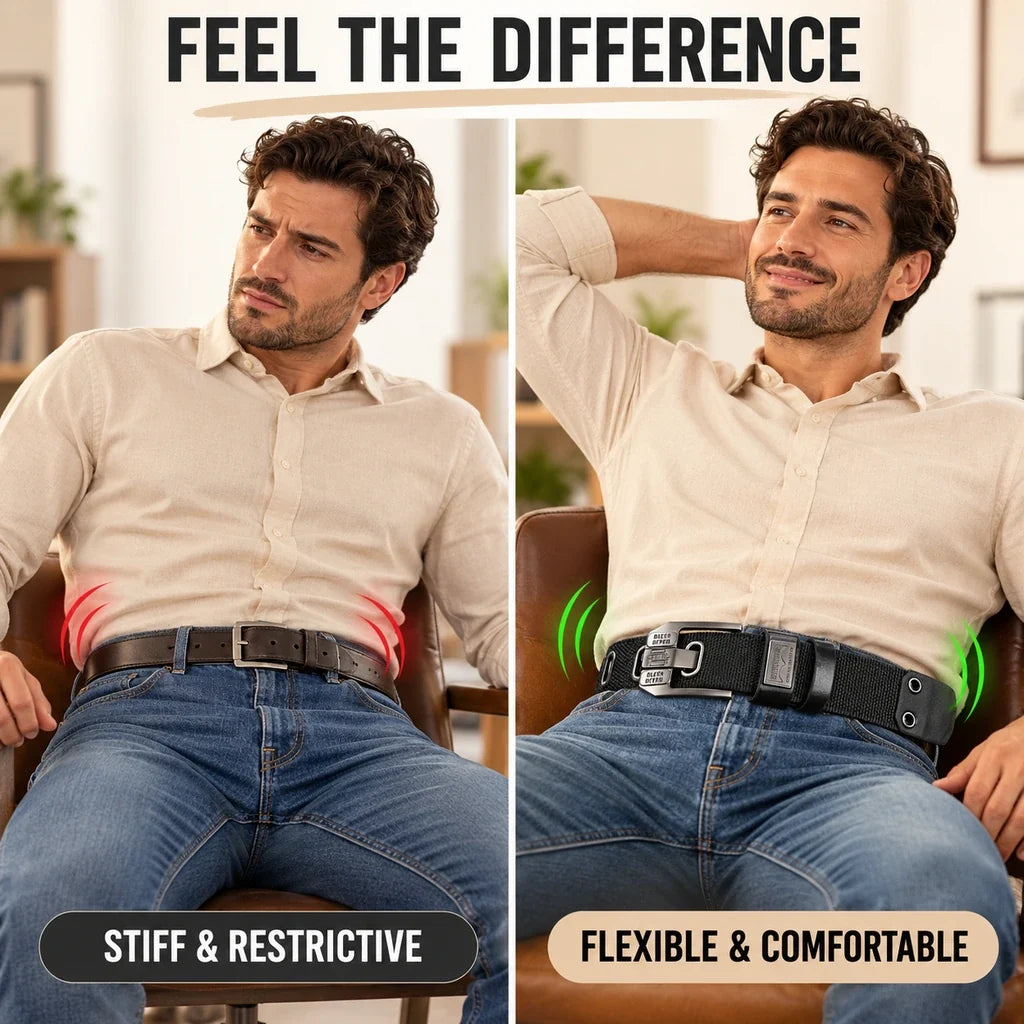 Holeless Stretch Belt with Square Metal Buckle