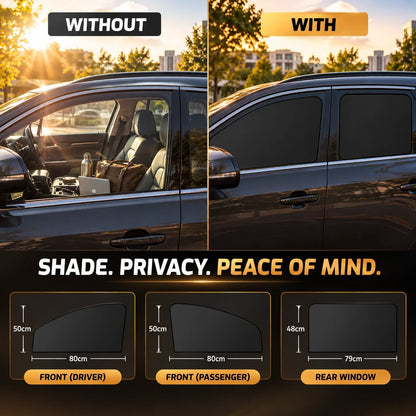 Magnetic Car Side Window Curtains – 4-Piece Front & Rear Privacy Sunshade Set
