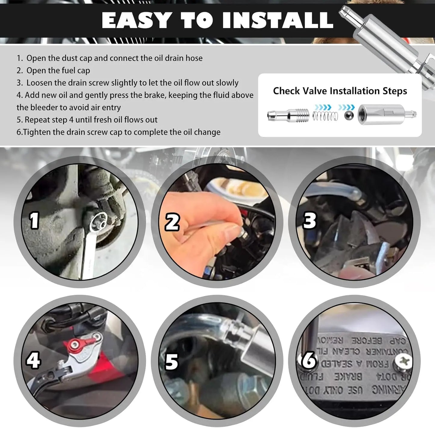Car Brake Bleeder Hose Kit with One-Way Check Valve