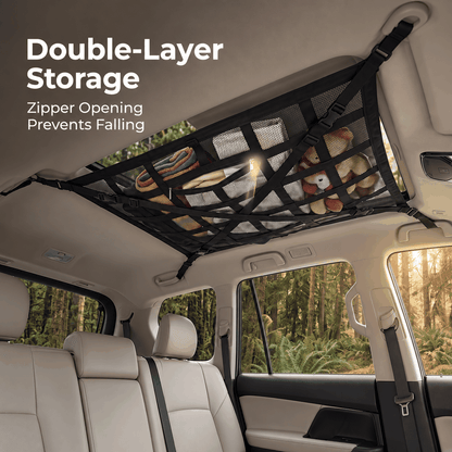 🚙 SkyStow™ Car Ceiling Cargo Net – Overhead Storage Organizer for SUVs & Sedans