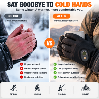 🔥 Rechargeable Heated Winter Gloves – Adjustable Warmth, Touchscreen & Outdoor Grip