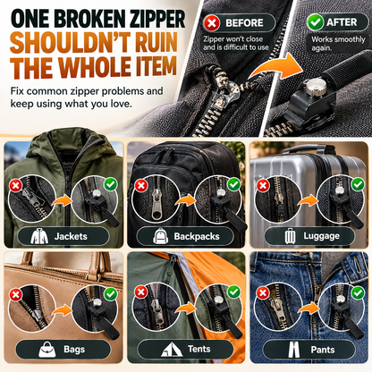 🧥 Replacement Zipper Slider Kit – 30-Piece No-Sew Zipper Fix Set for Jackets, Tents, Pants & Bags