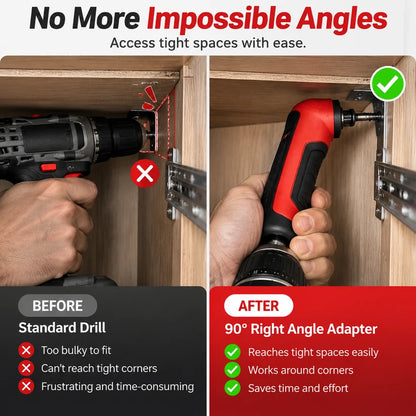 🔧 1/4' Right Angle Drill Adapter – High-Torque 90° Driver for Tight Spaces