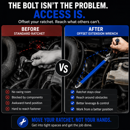 💥 HOT DEAL | Impact-Ready Offset Extension Wrench – Multi-Drive Adapter Tool for Tight Repair Spaces