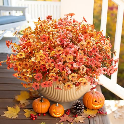 🍂Artificial Fall Flowers Faux Mums for Outdoor Indoor Garden Home Decoration