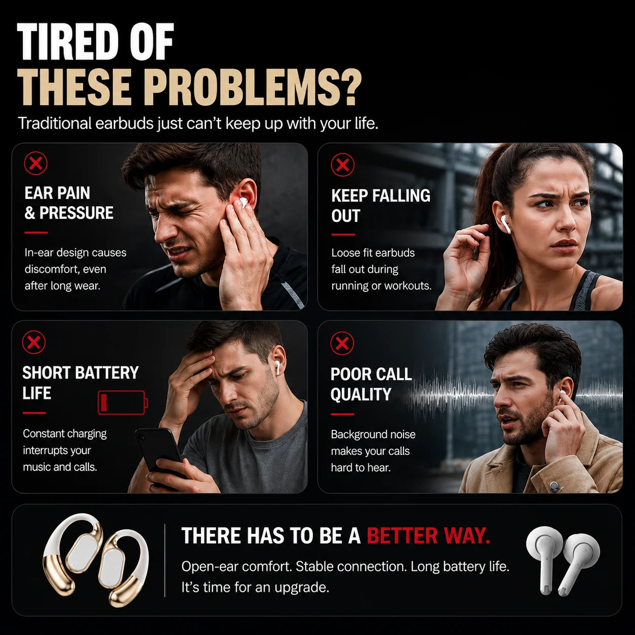 🎧 Monster AC530 Open-Ear Headset | 165H Battery, Bluetooth 6.0, Ultra Comfort Wireless Earbuds