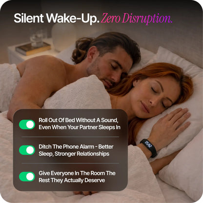 Silent Vibration Alarm Clock - Wrist-Worn Wake-Up Device for Heavy Sleepers, Avoids Disturbing Partners, 2 Intensity Levels, Up to 3 Alarms, 14+ Day Rechargeable Battery