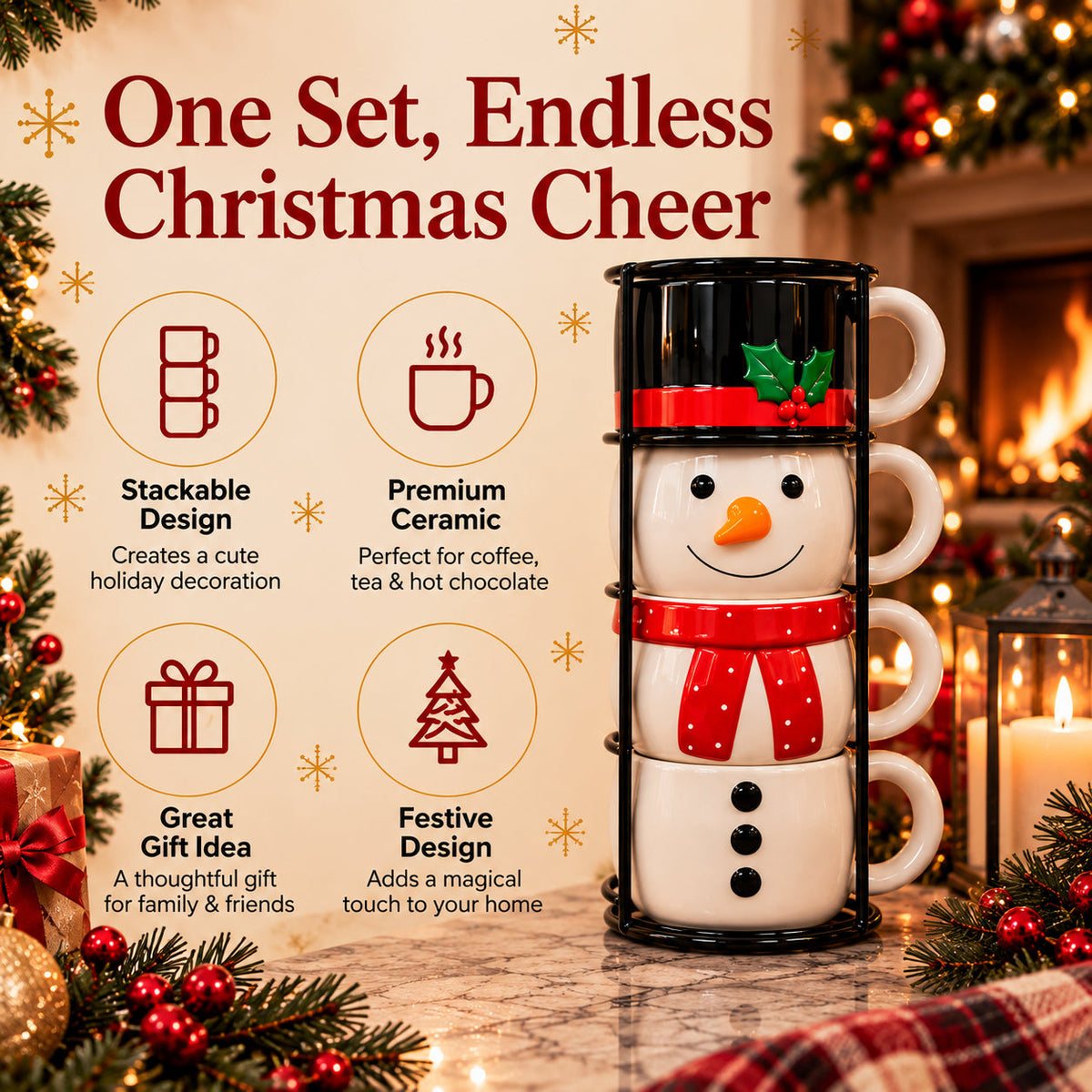 MugMates™ Christmas Mug Set — Sip & Stack