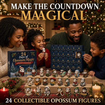 🔥Limited Time 49% OFF |🐾24‑Day Christmas Opossum Advent Calendar, 24 Collectible Opossum Holiday Surprises Countdown Decor