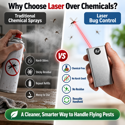 ⚡ Precision Laser Bug Control – Rechargeable Chemical-Free Handheld Pest Targeting Device