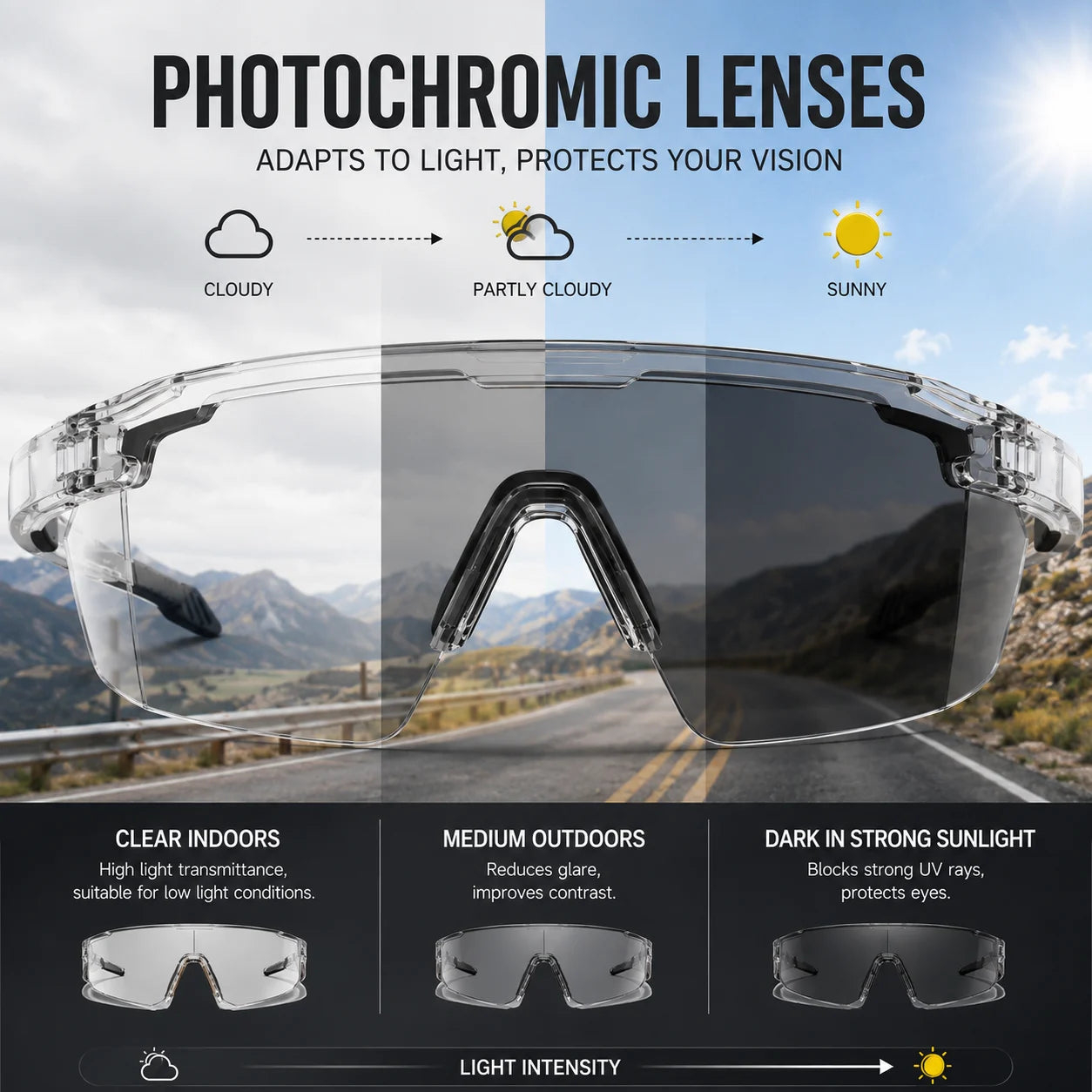Photochromic Polarized Safety glasses,Sunglasses for Men & Women Oversized Vintage UV400 Y2K Aviator Eyewear Ideal for Fishing, Golf, Cycling, Driving, and Sports