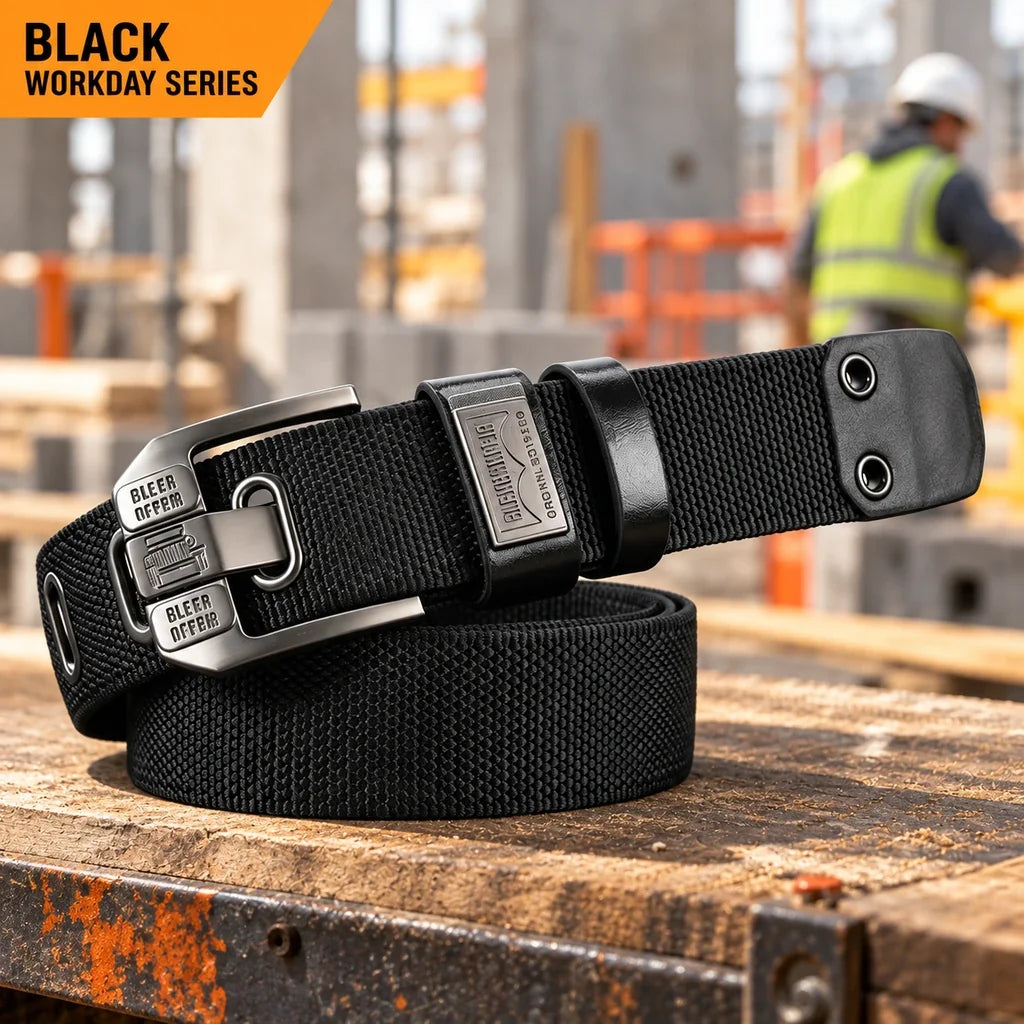 Holeless Stretch Belt with Square Metal Buckle