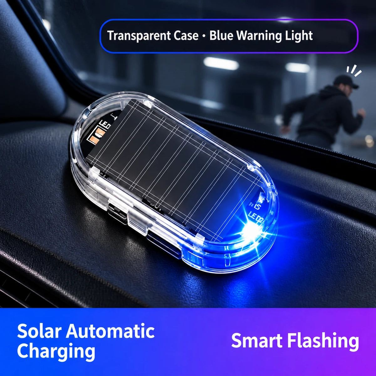 Solar-Powered Anti-Theft Car Alarm & Warning LED Light 🚨