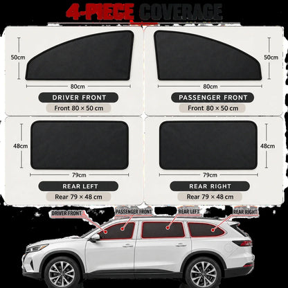 Magnetic Car Side Window Curtains – 4-Piece Front & Rear Privacy Sunshade Set