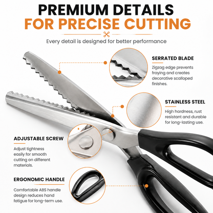 Professional Pinking Shears – Sharp Serrated Fabric Scissors for Clean Zigzag Edges