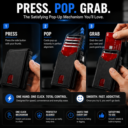 2026 new🔐 RFID Blocking Minimalist Pop-Up Wallet | One-Second Card Eject Design & Ultra Slim Pocket Wallet