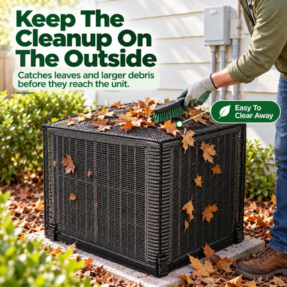 🍂 Outdoor AC Mesh Cover – Leaf & Debris Protection with Buckle Closure for Off-Season Storage