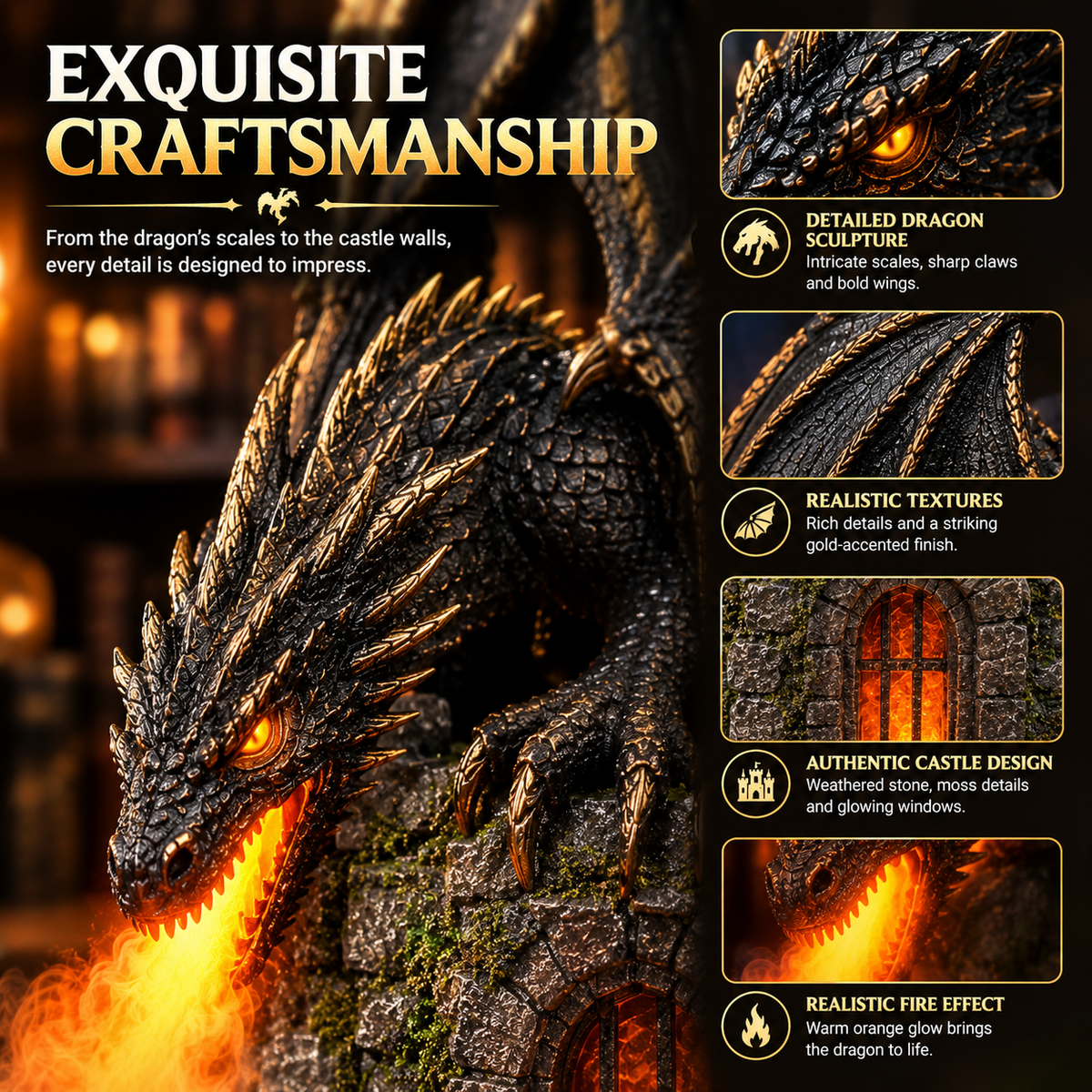 🐉 LIMITED-TIME OFFER: Dragon & Castle LED Accent Lamp