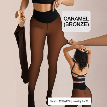 🍑 Flawless Sheer-Look Fleece Tights  Winter Warmth with High-Waist Peach Butt Lift 💃