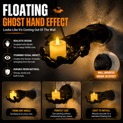 🔥 FLASH SALE 50% OFF – Ghost Hand LED Candle Holders | Halloween Gothic Wall Decor Set of 3
