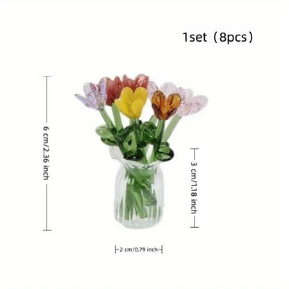 Handcrafted Mini Glass Artificial Flower Ornaments