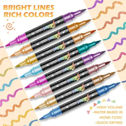 🎨Glitter Effect Brush Markers🥇✨: Create Sparkling Art Smoothly 🥳(🌈24-96 Colors | Smooth No Clog | No Bleed Through📝)