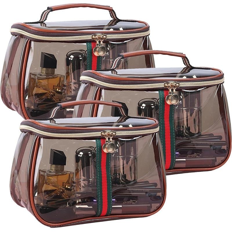 3-Piece Vintage Cosmetic Bag Set – Large Capacity Waterproof Makeup & Toiletry Organizer for Travel