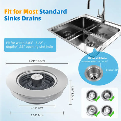 Upgraded 3 in 1 Kitchen Sink Drain Strainer