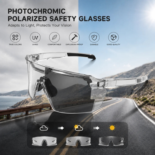 Photochromic Polarized Safety glasses,Sunglasses for Men & Women Oversized Vintage UV400 Y2K Aviator Eyewear Ideal for Fishing, Golf, Cycling, Driving, and Sports