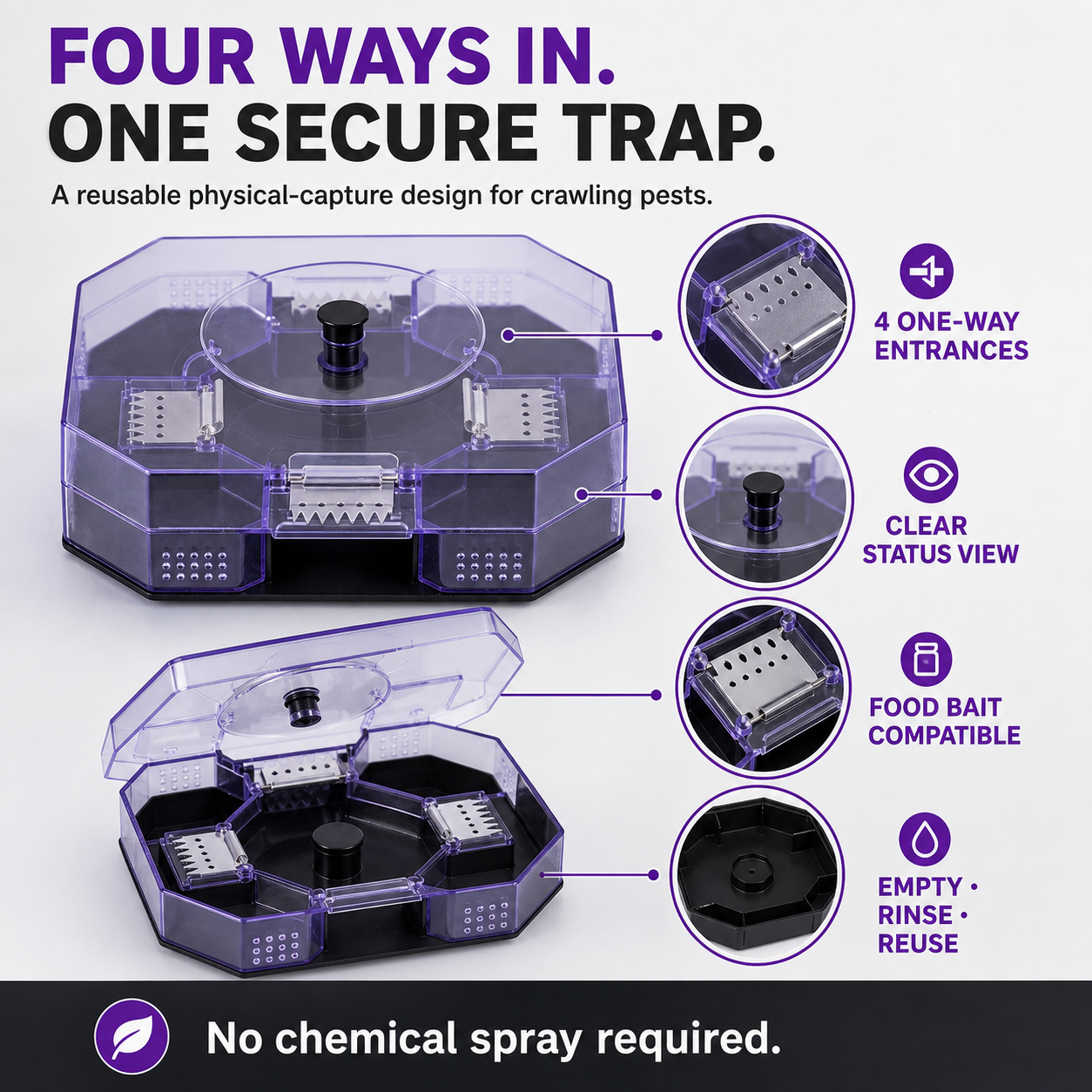 🪳✨ Reusable No-Spray Roach Trap – Chemical-Free, Washable & Easy to Reuse 🏠♻️
