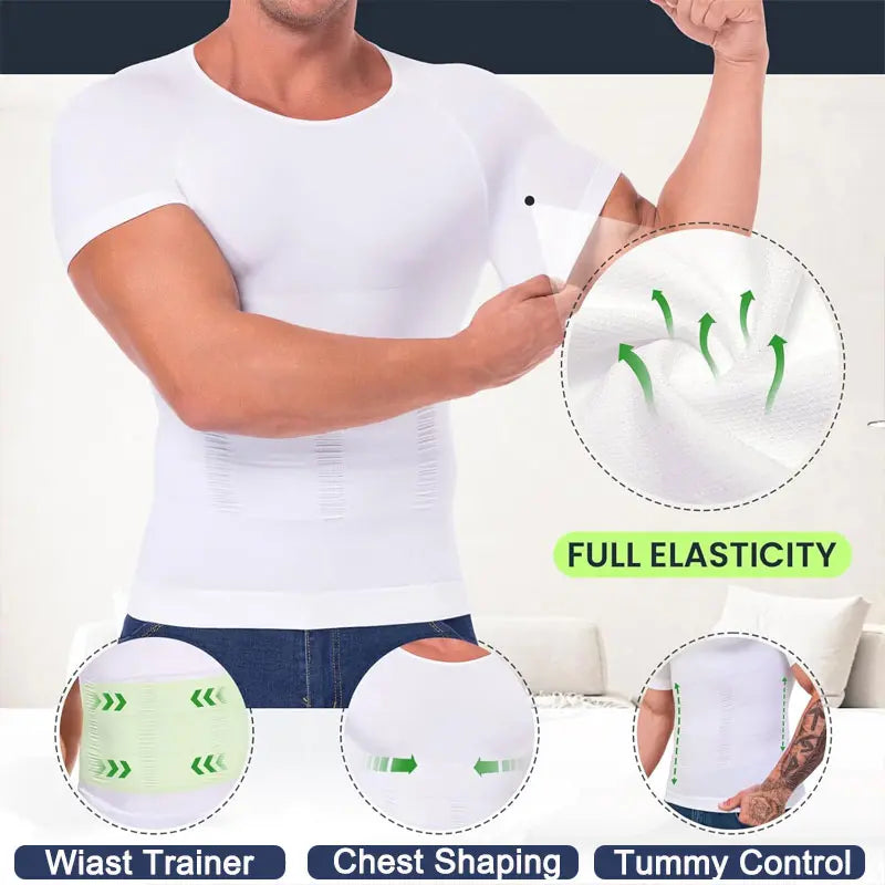 🔥 50% OFF 💪 Men's Seamless Compression Shirt – Tummy Control & Body Shaping Tee