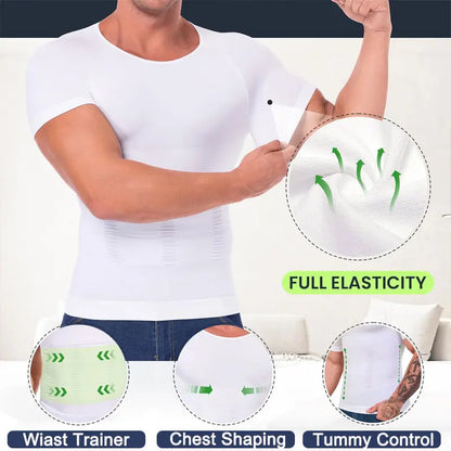 🔥 50% OFF 💪 Men's Seamless Compression Shirt – Tummy Control & Body Shaping Tee