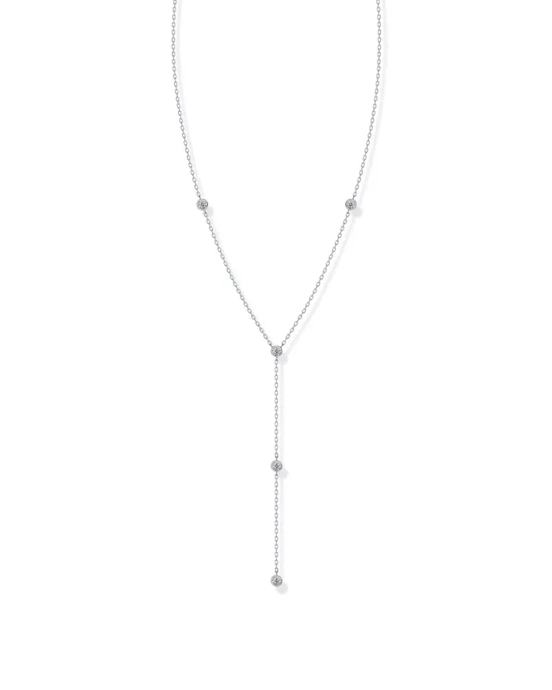 ✨14K Gold Plated Women's Lariat Cubic Zirconia Station Necklace for Women