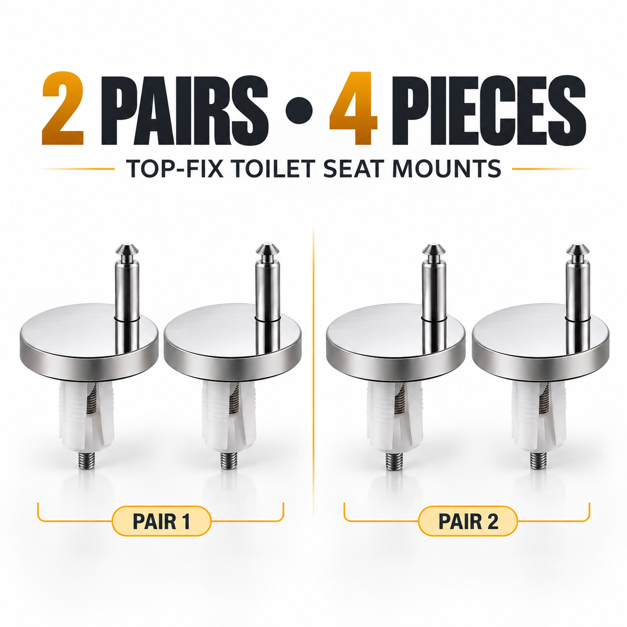 🔩 2-Pack Top-Fix Toilet Seat Hinge Bolts – Adjustable Anti-Wobble Replacement Kit