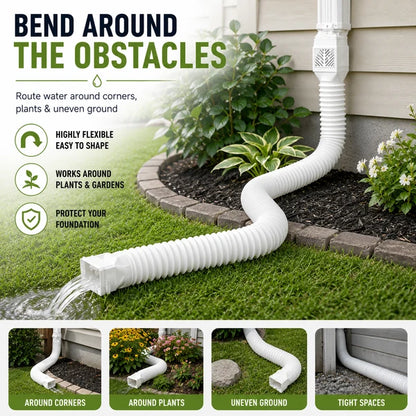 🏡 Flexible Rain Gutter Downspout Extension Kit  – Adjustable 22"-63" Drain Pipe with Leaf Filter for Foundation Protection