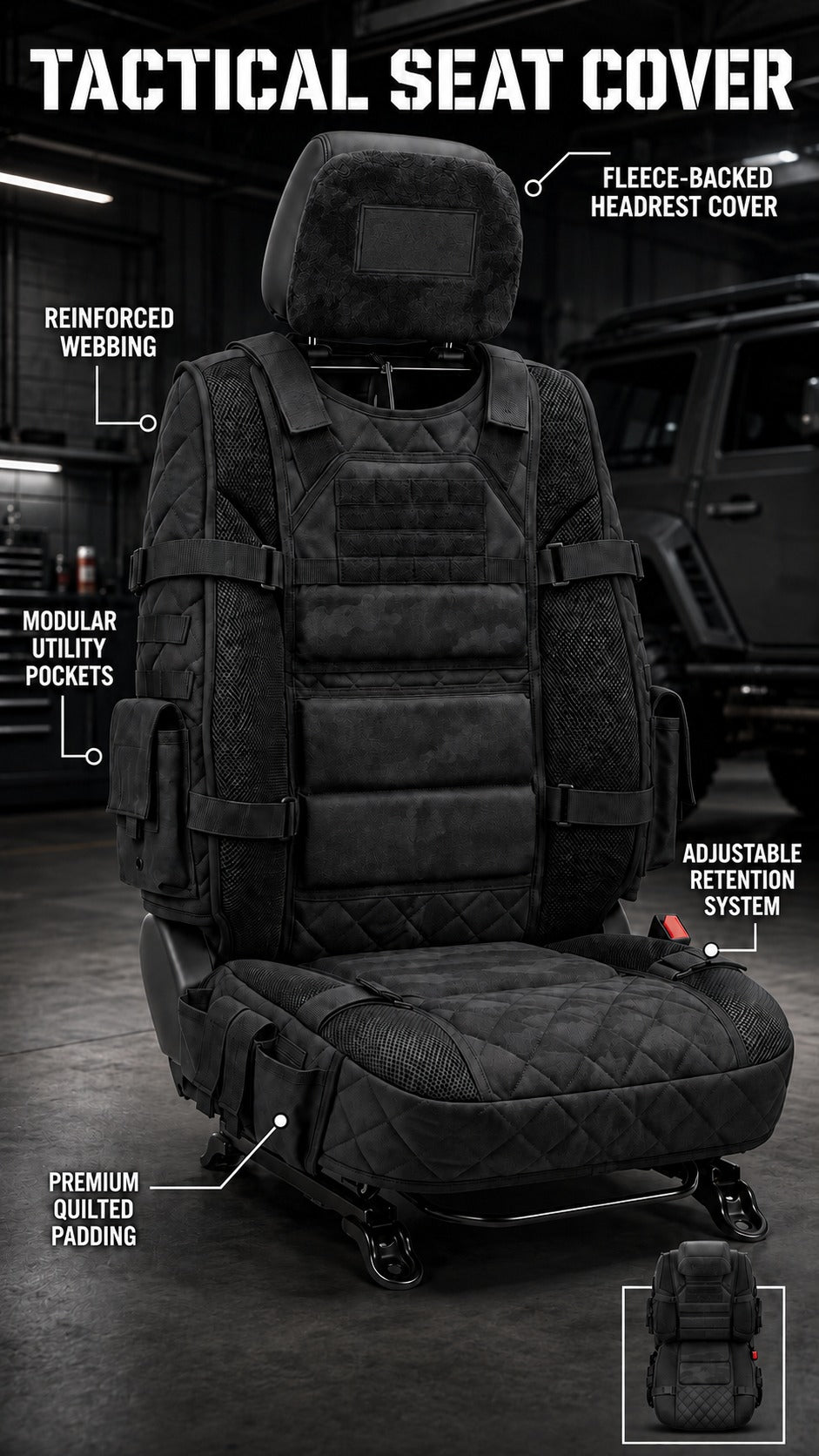 Free shipping🚙Rugged Truck Seat Cover – Tactical Storage, Seat Protection & All‑Day Comfort