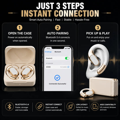 🎧 Monster AC530 Open-Ear Headset | 165H Battery, Bluetooth 6.0, Ultra Comfort Wireless Earbuds