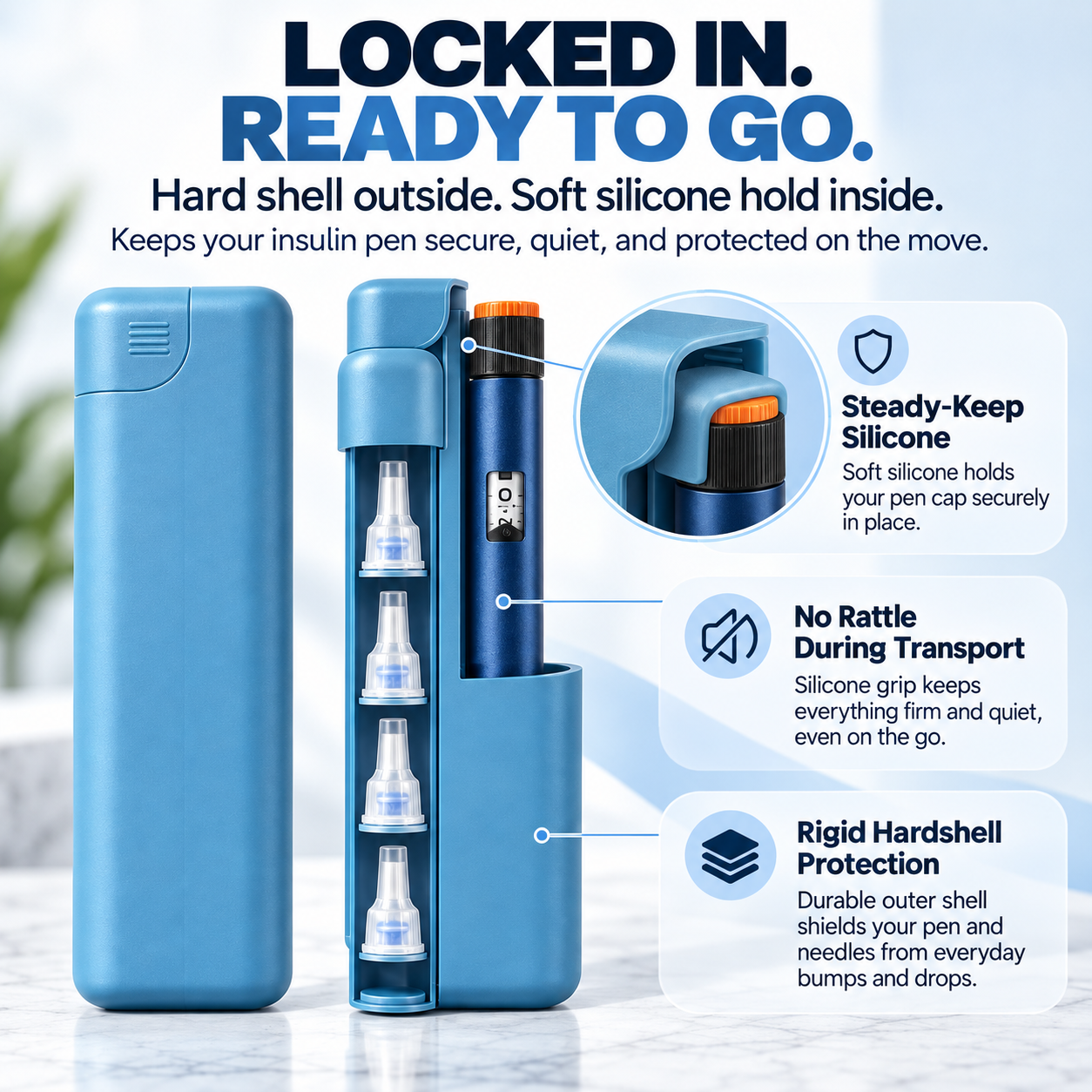 💉 Hardshell Insulin Pen Case – Compact Pen & Needle Organizer for Daily Carry, Work & Travel
