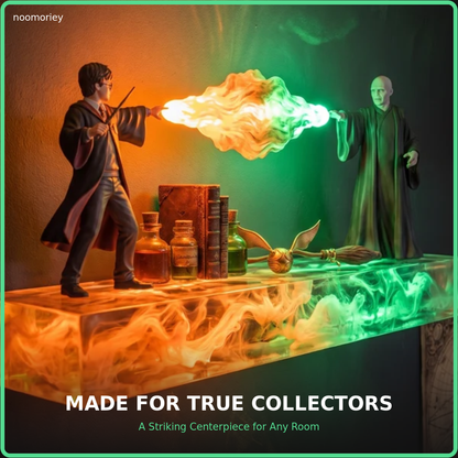 🪄 Illuminated Wizard Duel Wall Shelf – Magical Floating Display for Books & Collectibles
