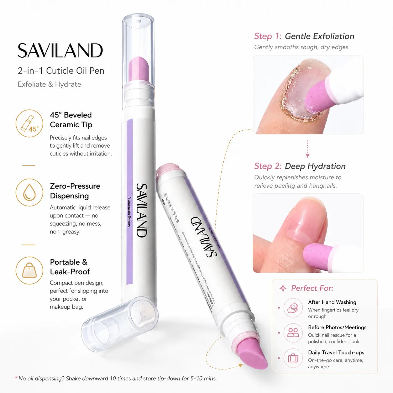 Cuticle Remover Pen Set 2PCS with Oil