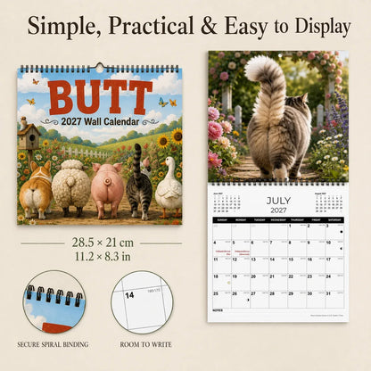 🍑🐾 BUTT Seriously… 2027 Funny Animal Wall Calendar