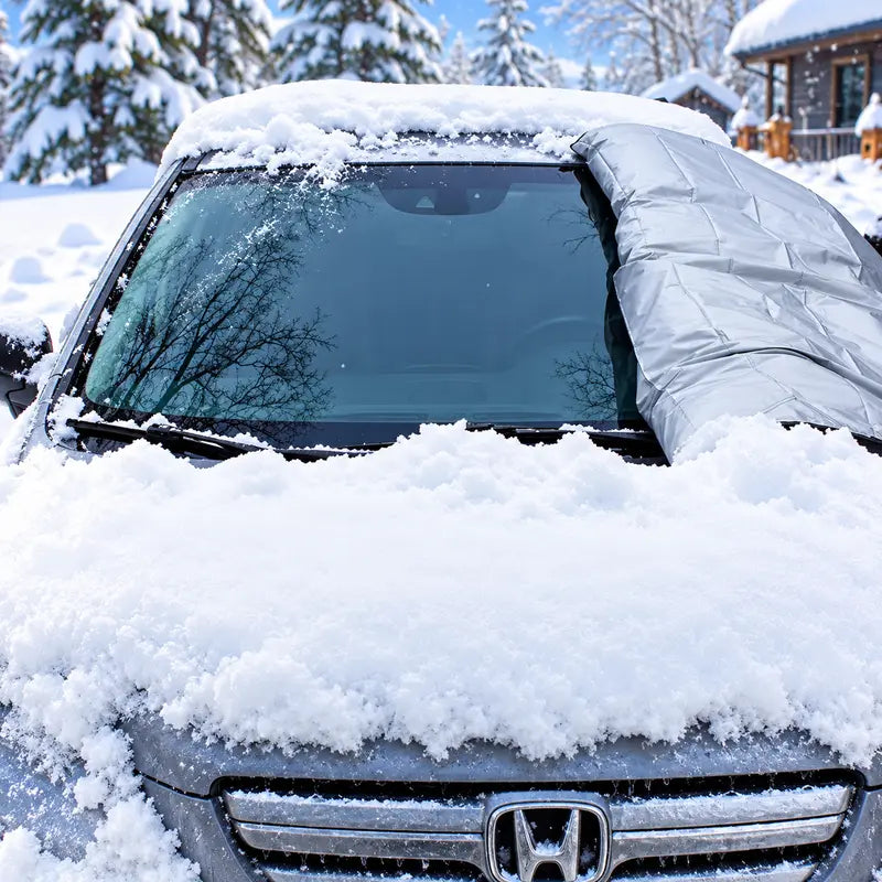 Magnetic Car Windshield Snow Cover – 3-Layer Frost & Snow Protector with Side Mirror Covers