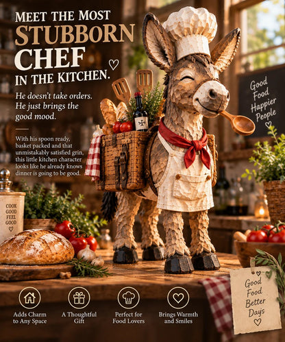 🫏 The Stubborn Little Chef — Carved Kitchen Donkey Figurine 🎁