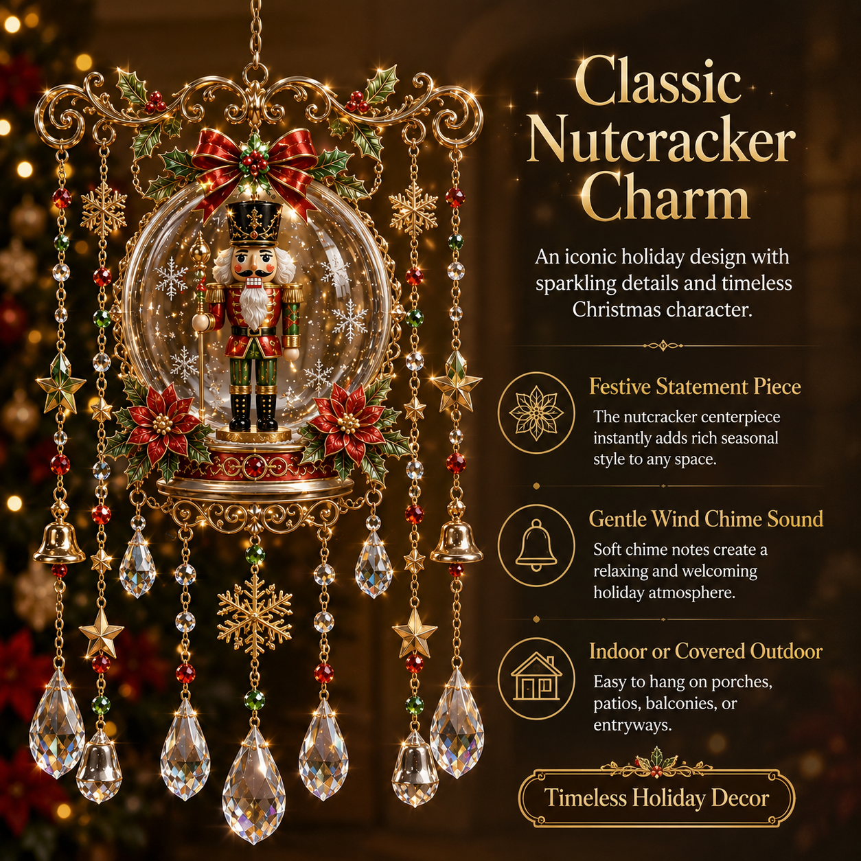 🎁Christmas Crystal Wind Chime for Porch & Garden Decor