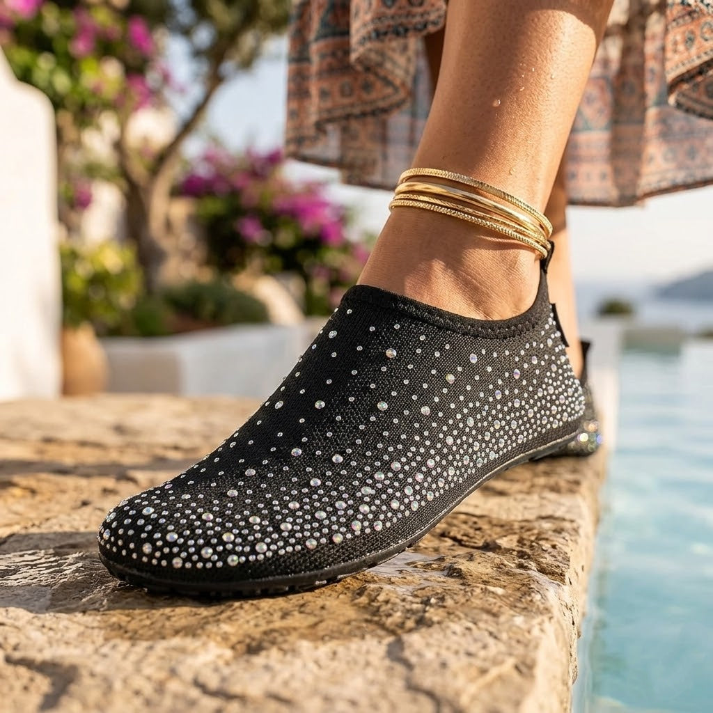 Women's Rhinestone Mesh Slip On Walking Shoes🏖️