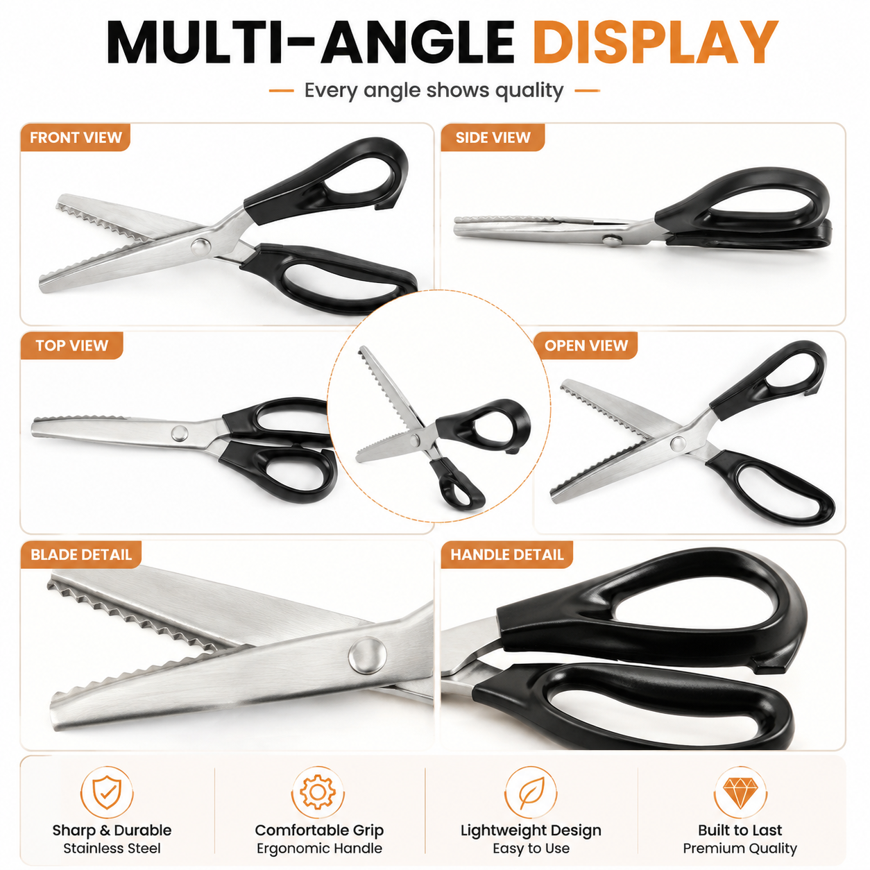 Professional Pinking Shears – Sharp Serrated Fabric Scissors for Clean Zigzag Edges
