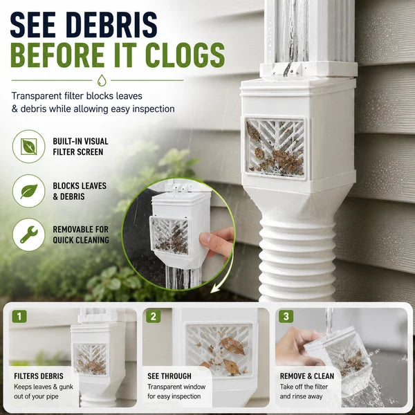 🏡 Flexible Rain Gutter Downspout Extension Kit  – Adjustable 22"-63" Drain Pipe with Leaf Filter for Foundation Protection