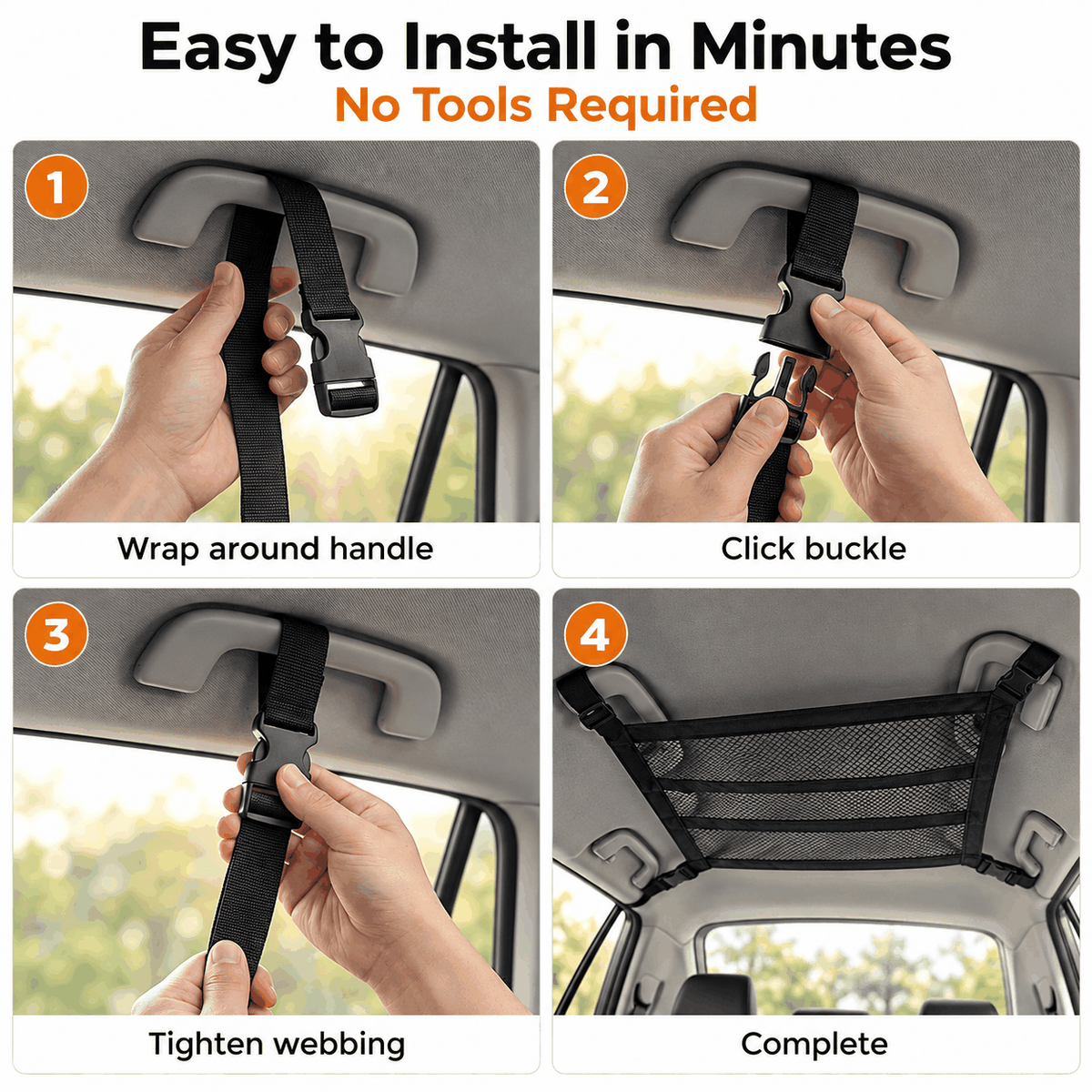🚙 SkyStow™ Car Ceiling Cargo Net – Overhead Storage Organizer for SUVs & Sedans